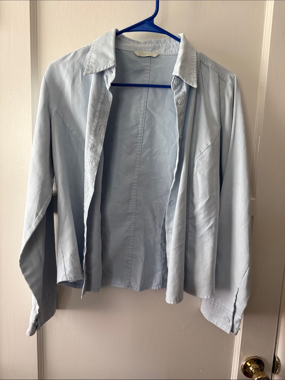 Marks & Spencer Microsuede Light Blue Women’s Button-Down Jacket